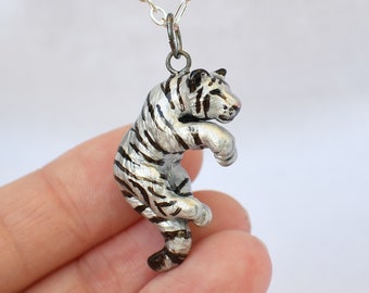 White Tiger Necklace Pendant Charm