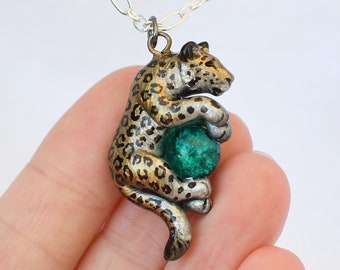 Leopard Necklace with Custom Color Gem