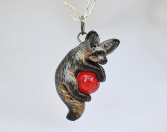 Bat Eared Fox Necklace with Custom Color Gem