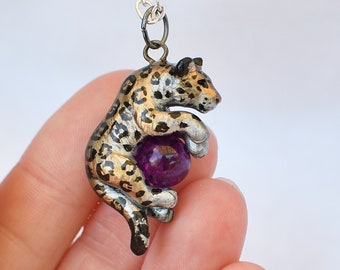 Jaguar Necklace with Custom Color Gem