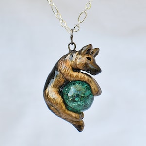 German Shepherd Necklace Custom Color Stone Gem