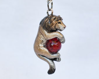 Lion Necklace with Custom Color Gem