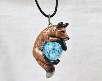 Red Fox Necklace Pendant With Custom Color Gem