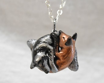 Wolf and Fox Love Necklace Cuddle