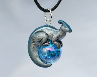 Blue Parasaurolophus Necklace with Custom Color Gem