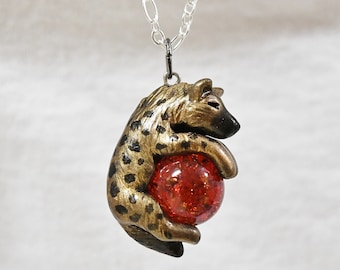 Hyena Necklace with Custom Color Gem