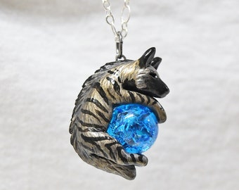 Striped Hyena Necklace with Custom Color Stone