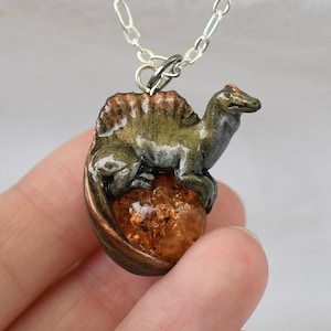 Spinosaurus Necklace with Custom Color Gem