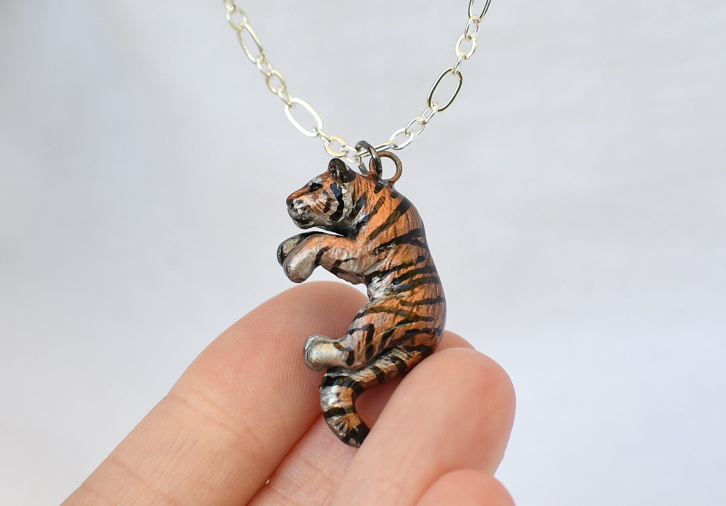 Tiger Necklace Pendant Charm Etsy