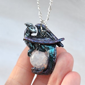 Galaxy Dragon Necklace with Custom Color Gem