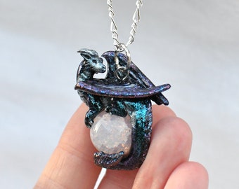 Galaxy Dragon Necklace with Custom Color Gem