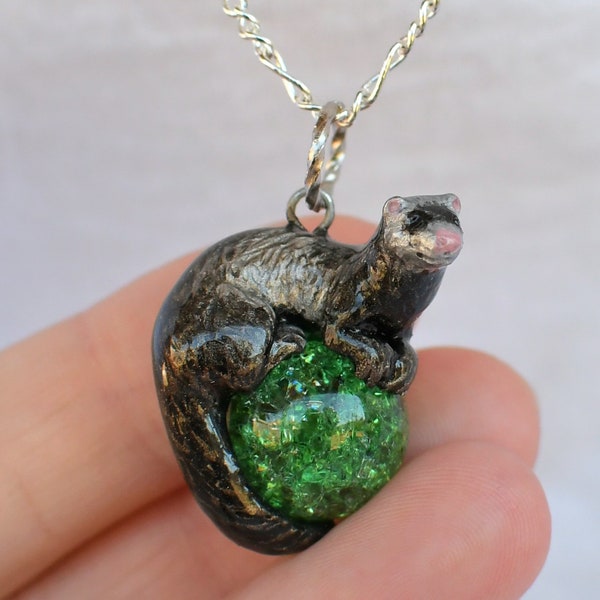 Ferret Necklace with Custom Color Gem