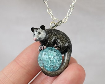 Opossum Necklace with Custom Color Gem