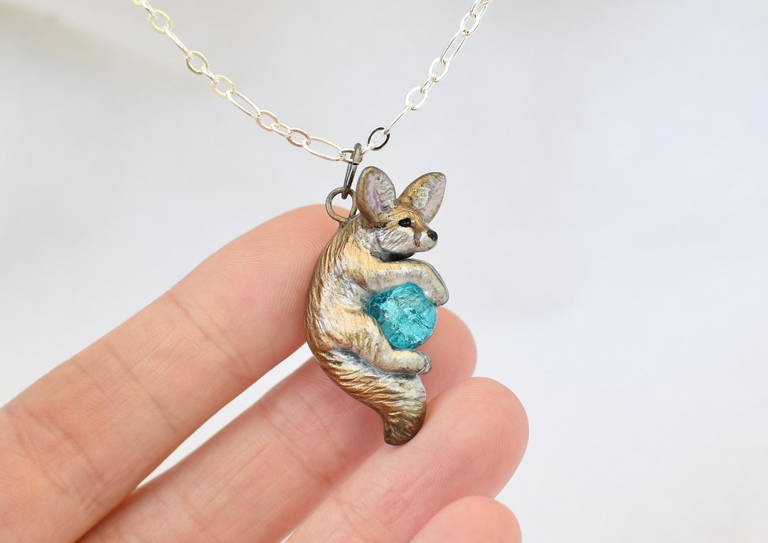 Fennec Fox Necklace With Custom Color Gem - Etsy