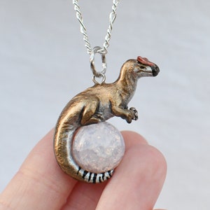 Light Allosaurus Necklace with Custom Color Gem