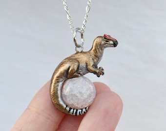 Light Allosaurus Necklace with Custom Color Gem