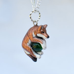 Dainty Ethiopian Wolf Necklace with Custom Color Gem