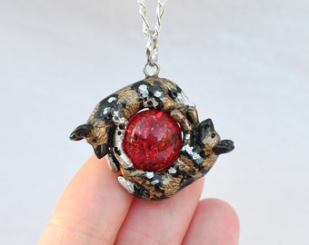 African Wild Dog Necklace with Custom Color Gem