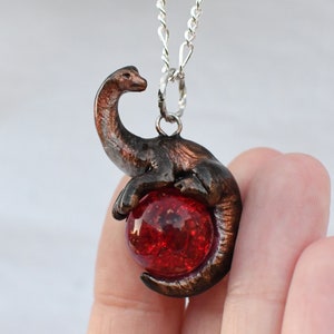 Flashy Brachiosaurus Necklace with Custom Color Gem