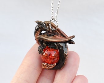 Ember Dragon Necklace with Custom Color Gem