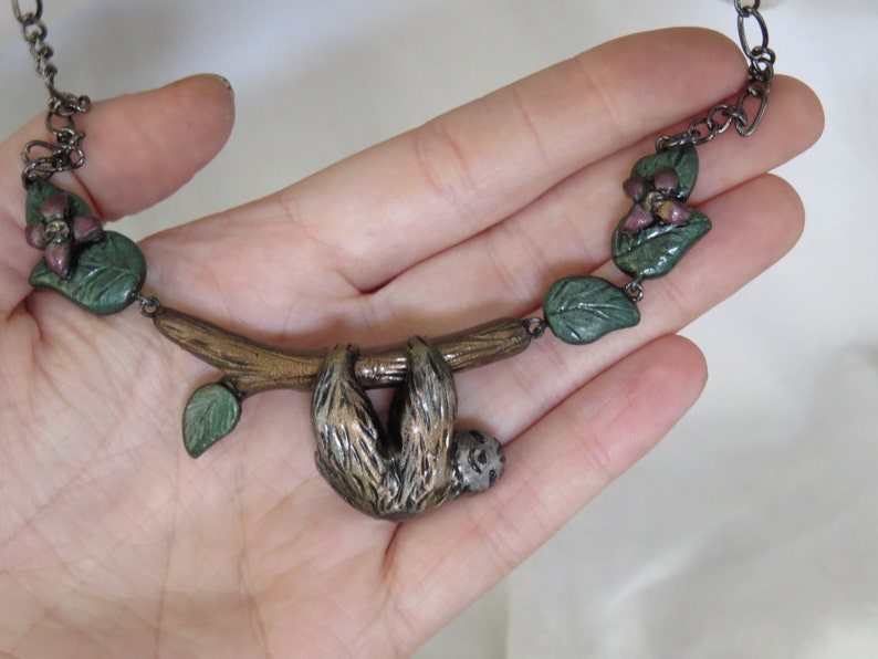 Sloth Leaf Necklace Pendant Flower Nature Charm Unique Cute Etsy