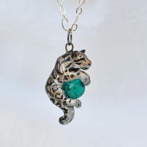 Clouded Leopard Necklace with Custom Color Gem