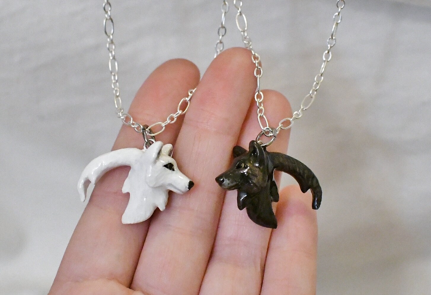 Yin Yang Cat Puzzle Necklace Set - Stainless Steel Matching Couple/BFF Necklaces, Silver & Black, 2.6cm - View #4