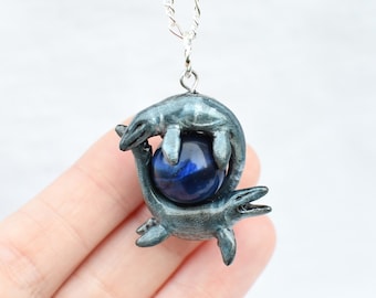 Mosasaurus Necklace with Custom Color Gem