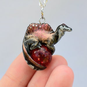 Flashy Spinosaurus Necklace with Custom Color Gem
