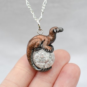 Feathered Pyroraptor Necklace with Custom Color Gem