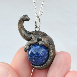 Classic Brachiosaurus Necklace with Custom Color Gem