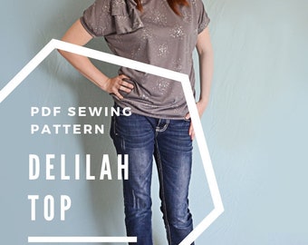 Delilah Top PDF Sewing Pattern- sizes xxs-xl