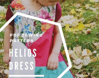 Helios Girls Dress PDF Sewing Pattern- sizes 12 months - 12 years