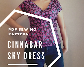 Cinnabar Sky Dress and Top PDF Sewing Pattern- sizes xxs-xxxl