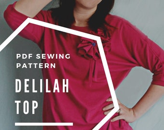 Delilah Top PDF Sewing Pattern- sizes xxs-xl