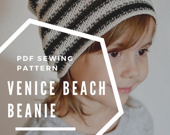 Venice Beach Beanie PDF Sewing Pattern- sizes preemie- large adult