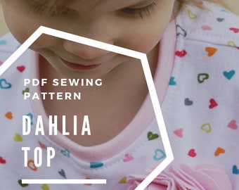Dahlia Teen Shirt- Sewing PDF Pattern- sizes 12 months to 11/12 years