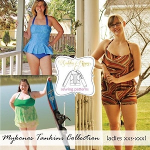 Ladies Mykonos Tankini Collection- Sewing  PDF Patterns- sizes xxs-xxxl