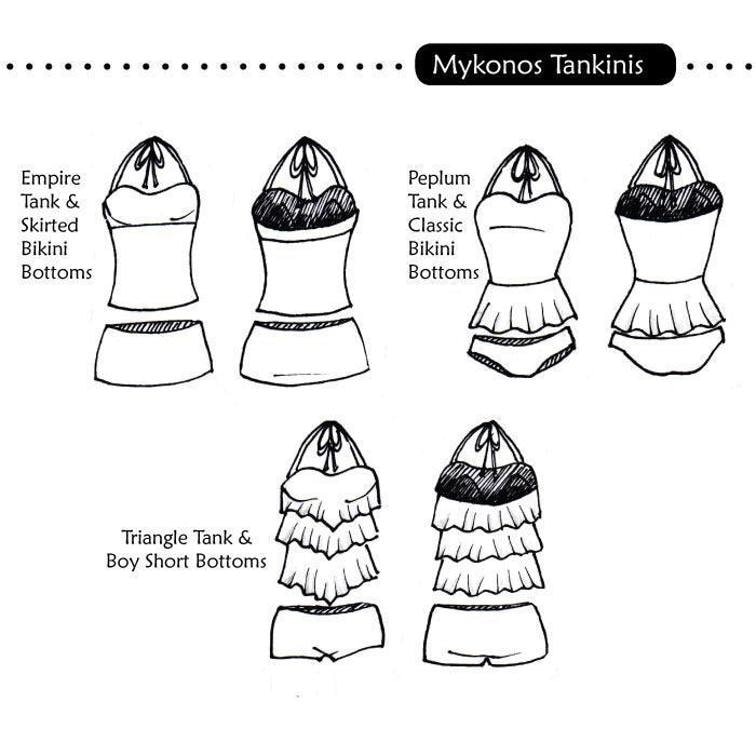 Ladies Mykonos Tankini Collection- Sewing PDF Patterns- Sizes Xxs-xxxl ...
