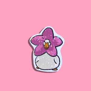 Sticker Canard Fleurs mignon– Autocollant brillant fait main | cute fleurs Idéal pour carnet, ordinateur, journaling, cadeau