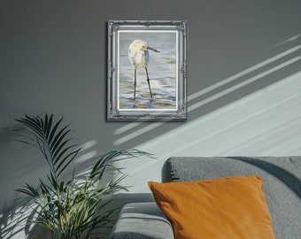 Snowy Egret on the Beach, Colorful Wildlife to Add to your Wall, Beach Bird