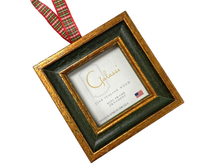 Green and Gold Wooden Picture Frame Christmas Tree Ornament Photo Frame