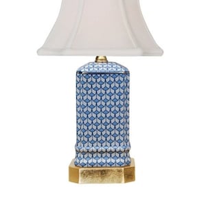 Petite Blue and White Herend Style Fish Scale Lamp