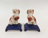 Antique Staffordshire Dogs Inkwells
