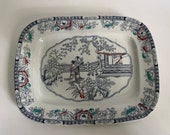 Antique English Transferware Chinoiserie design Platter