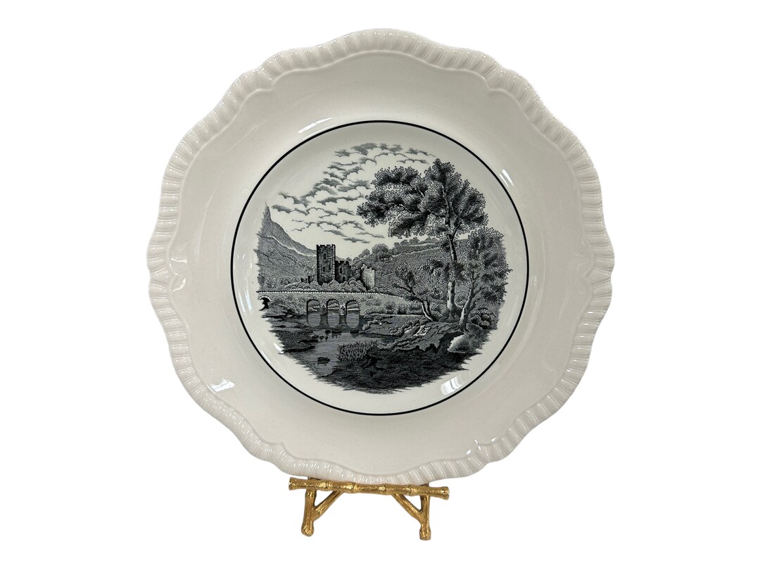 Antique Copeland Spode Black Transferware Dolwyddean Castle Etsy