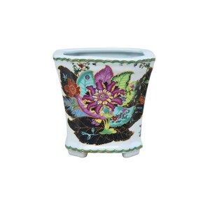 Porcelain Chinoiserie Tobacco Leaf Planter | Cachepot