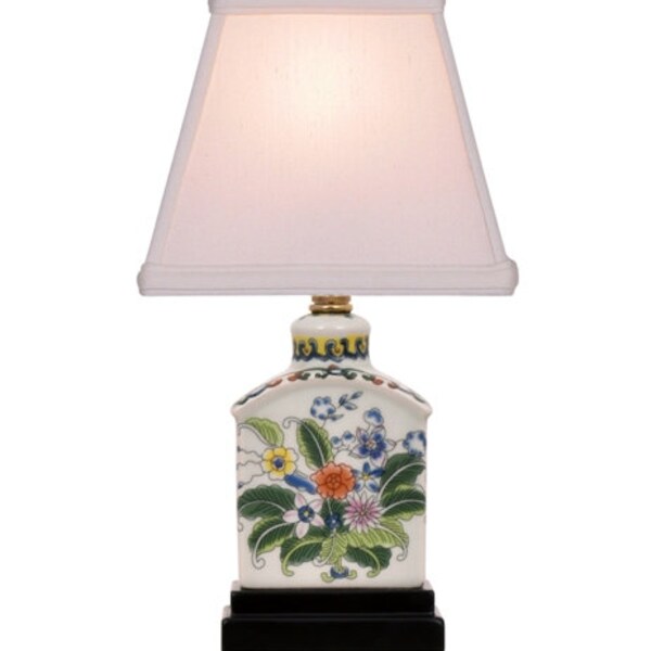 Petite Square Tobacco Leaf Accent Lamp | Chinoiserie Chic