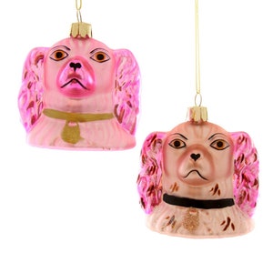 Set of 2 Pink Staffordshire Dog Ornaments