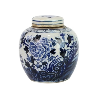 Blue & White Chinoiserie Chinese Ginger Jar